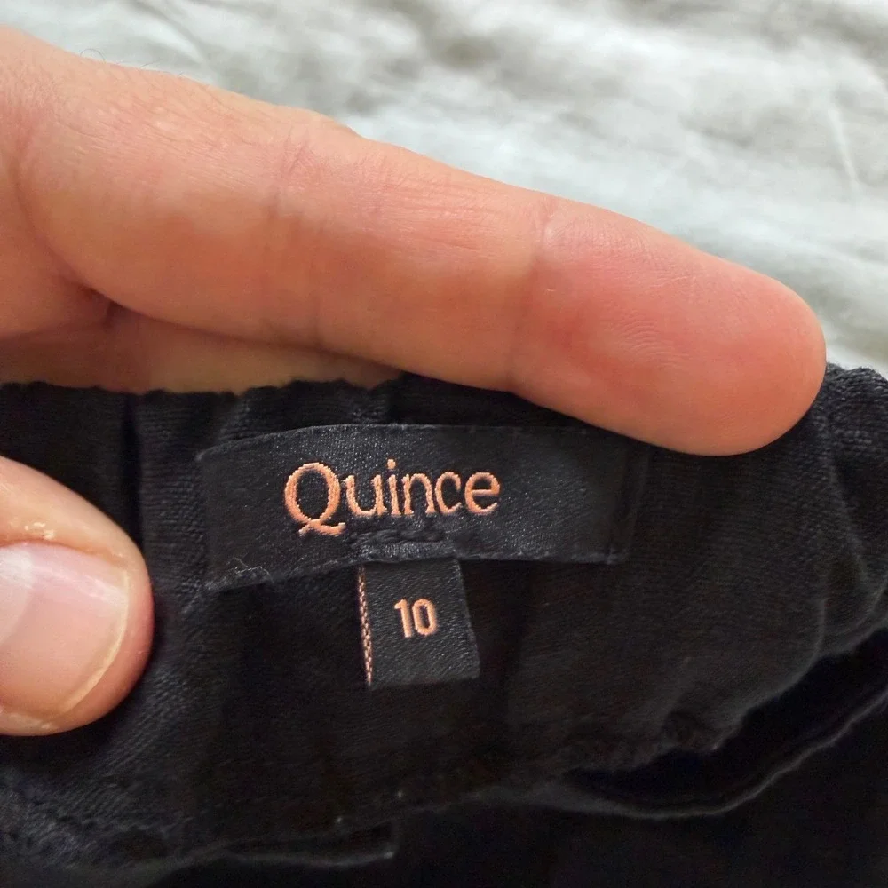 Quince 100% European Linen Pleated Trouser Black Wide Leg Pants Womens 10